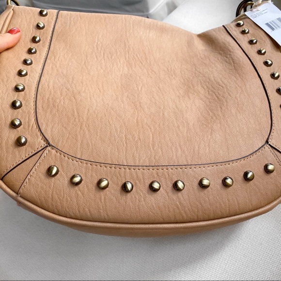 🍂 JESSICA SIMPSON SKYLAR HOBO PECAN STUDED THICK STRAP MEDIUM BAG! - Picture 5 of 14